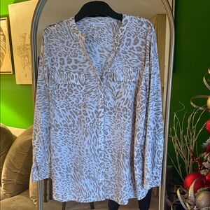 Cream Animal Print Button Down Shirt